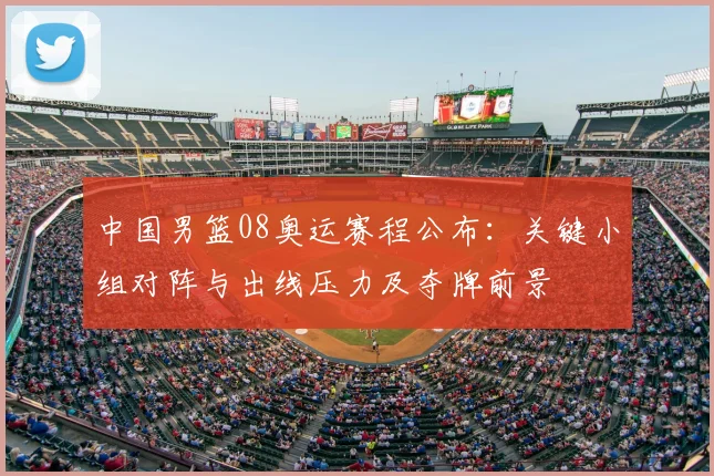 中国男篮08奥运赛程公布：关键小组对阵与出线压力及夺牌前景